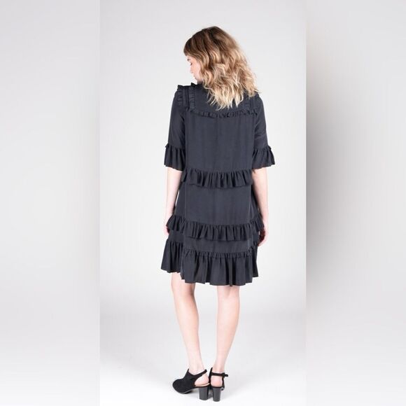 ULLA JOHNSON BLACK SILK MINI DRESS - Picture 4 of 15
